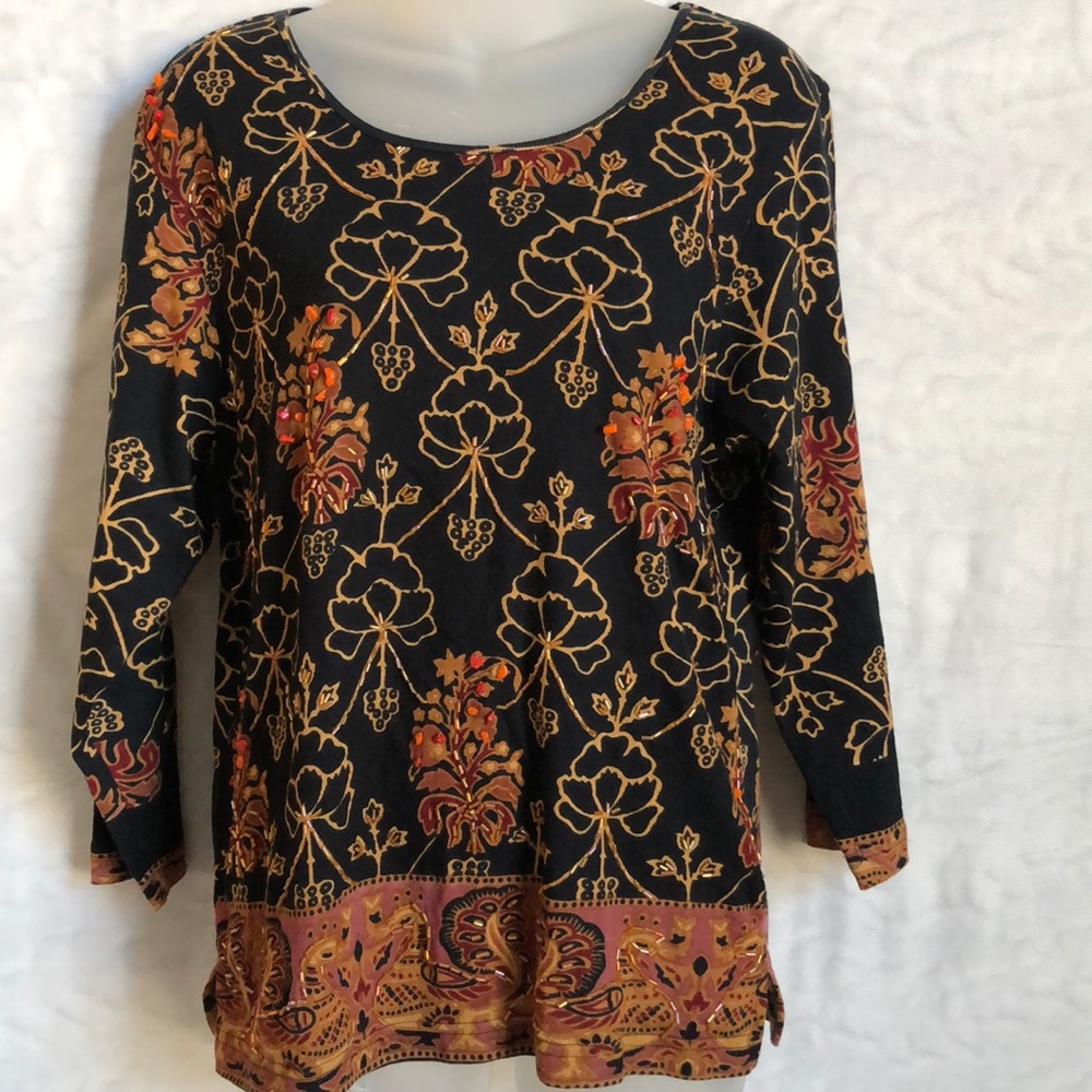 Plus Size Multi Colored Blouse with Beading